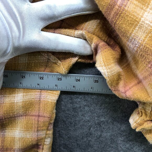 American Eagle Oversized Flannel Shirt Womens S Mustard Yellow Plaid Button Down - Picture 7 of 9